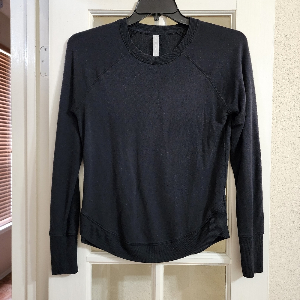 Athleta Modal Crewneck Sweatshirt Black Raglan Sleeve Studio Pullover XS